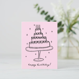 Verjaardagstaart Whimsical Schets Doodle  Briefkaart