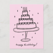 Verjaardagstaart Whimsical Schets Doodle Briefkaart (Voorkant)