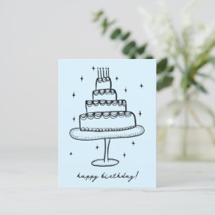 Verjaardagstaart Whimsical Schets Doodle Briefkaart