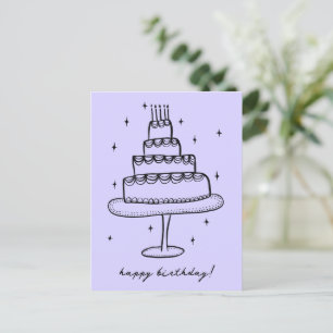 Verjaardagstaart Whimsical Schets Doodle Briefkaart