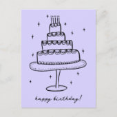 Verjaardagstaart Whimsical Schets Doodle Briefkaart (Voorkant)