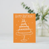 Verjaardagstaart Whimsical schets Doodle Briefkaart (Staand voorkant)