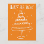 Verjaardagstaart Whimsical schets Doodle Briefkaart (Voorkant)