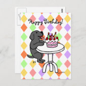 Verjaardagstaart Zwarte Labrador Cartoon Briefkaart (Voorkant / Achterkant)