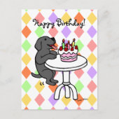 Verjaardagstaart Zwarte Labrador Cartoon Briefkaart (Voorkant)