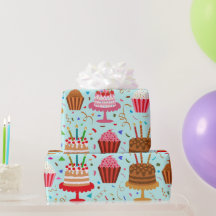 Verjaardagstaarten en Cupcakes Patroon op blauw