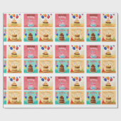 Verjaardagstaarten patroon cadeaupapier (Vlak)