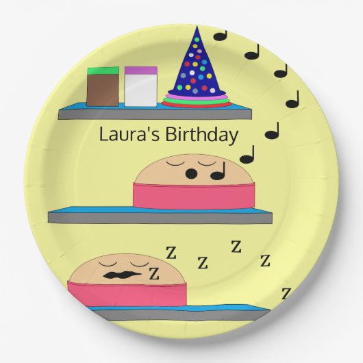 Verjaardagstaarten wachten om te worden bevroren papieren bordje (Voorkant)