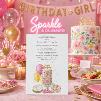 Verjaardagstaartfeest voor tiener kaart