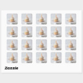 Verjaardagstaartje met een kaars vierkante sticker (Vel)