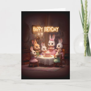 Verjaardagstaartkaars Feest Baby Konijn Kaart