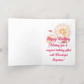 Verjaardagstaartkaarsen en ballonnen vieren folie wenskaart (Binnenlaag)