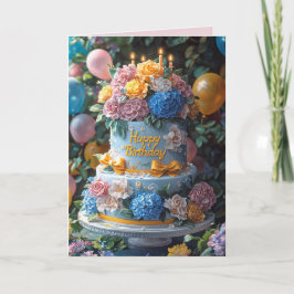 Verjaardagstaartkaarsen Mooie Bloemen Strikken Kaart