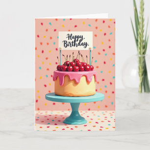 Verjaardagstaartkaart met confetti kaart