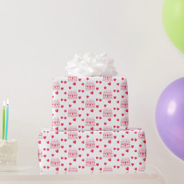 Verjaardagstaartpatroon voor Valentijnsdag Cadeaupapier