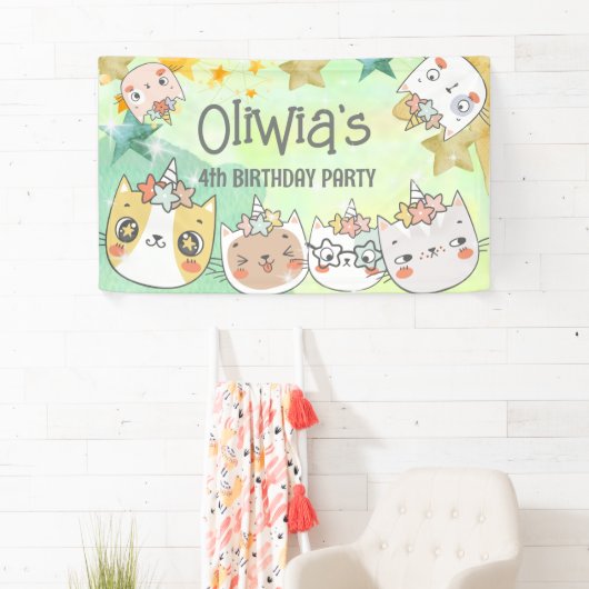 verjaardagstanner Magic caticorn Spandoek (Insitu)