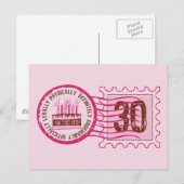 Verjaardagstempel 30 Briefkaart (Voorkant / Achterkant)