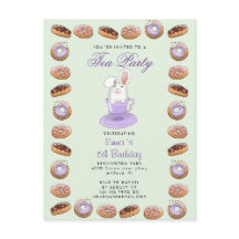 verjaardagstheefeestje nodigt bunny en donuts uit