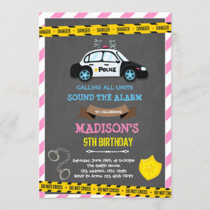 verjaardagsthema meisjespolitie kaart