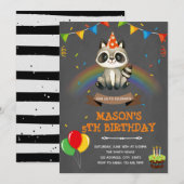 Verjaardagsthema regenboog wasbeer kaart (Voorkant / Achterkant)