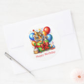 Verjaardagsticker Tijger Ronde Sticker (Envelop)