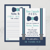 Verjaardagstijd Capsule Kaart, Navy Blue, Aqua Informatiekaartje (Voorkant / Achterkant)