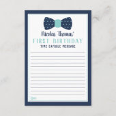 Verjaardagstijd Capsule Kaart, Navy Blue, Aqua Informatiekaartje (Achterkant)