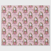 Verjaardagstokfiguur meisje met wijn cadeaupapier (Vlak)