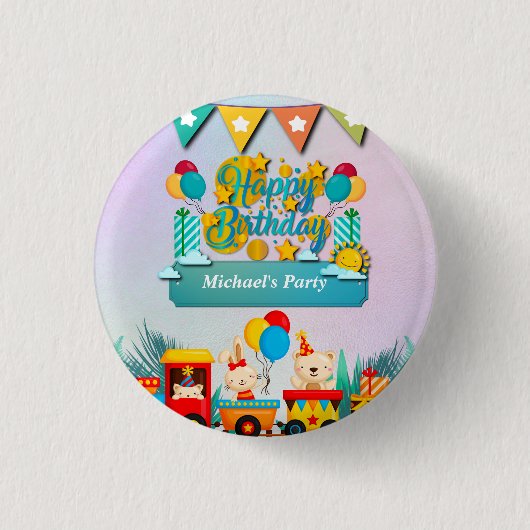 Verjaardagstraining met leuke dierenwensen ronde button 3,2 cm (Voorkant)