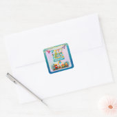 Verjaardagstraining met leuke dierenwensen vierkante sticker (Envelop)