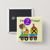 Verjaardagstrein 2e Verjaardag T-shirts en Gifts Vierkante Button 5,1 Cm (Voorkant /achterkant)
