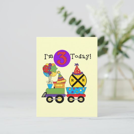 Verjaardagstrein 3e Verjaardag Tshirts en Geschenk Briefkaart (Staand voorkant)