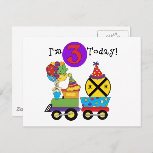 Verjaardagstrein 3e Verjaardag Tshirts en Geschenk Briefkaart (Voorkant / Achterkant)