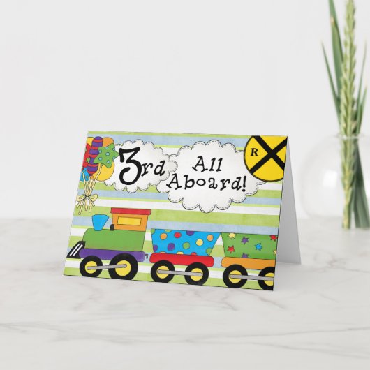 Verjaardagstrein 3e verjaardag uitnodigingen (Voorkant)