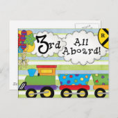 Verjaardagstrein 3e verjaardag uitnodigingen (Voorkant / Achterkant)