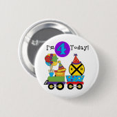 Verjaardagstrein 4e Verjaardag Tshirts en geschenk Ronde Button 5,7 Cm (Voorkant /achterkant)