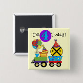 Verjaardagstrein 4e Verjaardag Tshirts en geschenk Vierkante Button 5,1 Cm (Voorkant /achterkant)