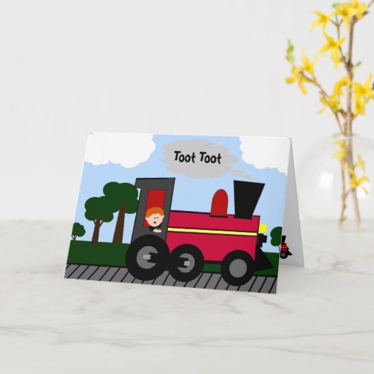 Verjaardagstrein aangepaste Kaart (Gele Bloem)