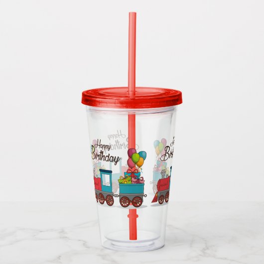 Verjaardagstrein acryl drinkbeker (Voorkant)