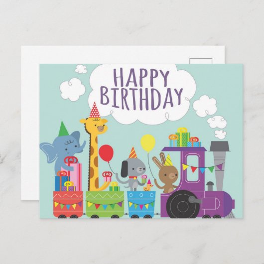 Verjaardagstrein Briefkaart (Voorkant / Achterkant)