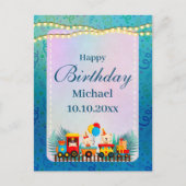 Verjaardagstrein met leuke dierenwensen briefkaart (Voorkant)