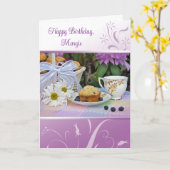 Verjaardagstuin ontbijt met muffins kaart (Gele Bloem)