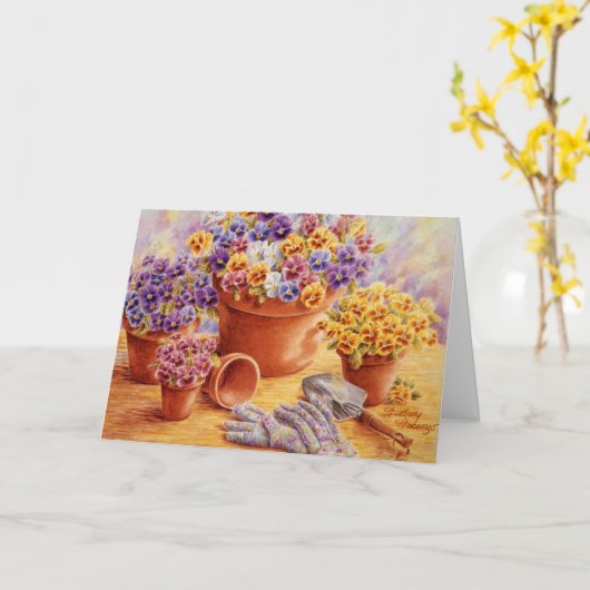 Verjaardagstuin Pansies Joy Happiness Kaart (Gele Bloem)