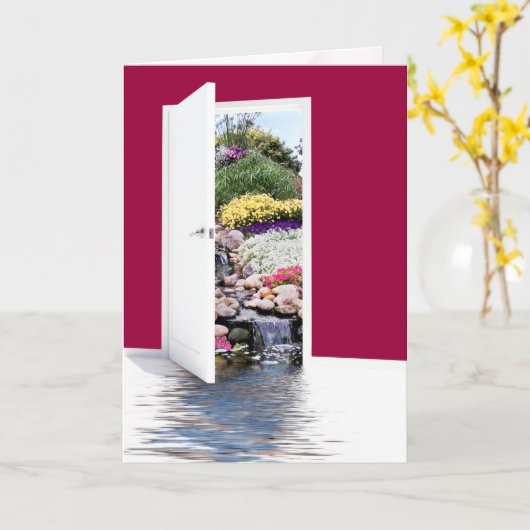 Verjaardagstuindeur met watervallen kaart (Gele Bloem)