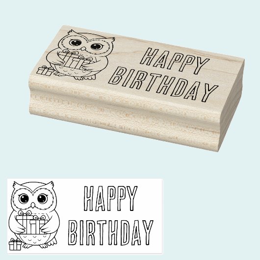 Verjaardagsuil met cadeaus Houten stempel