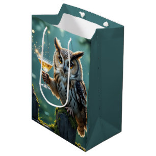 Verjaardagsuil met een cocktail in een bos medium cadeauzakje