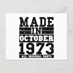 Verjaardagsuitdrukking oktober 1973 Retro spreuk Briefkaart