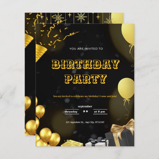 verjaardagsuitnodiging (Voorkant / Achterkant)