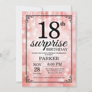 Verjaardagsuitnodiging 18e verjaardag Roze Glitter Kaart