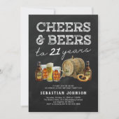 Verjaardagsuitnodiging 21e verjaardag 'Cheers and Kaart (Voorkant)